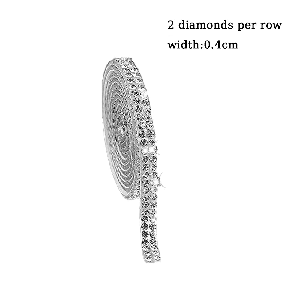 10Yard Rhinestone Ribbons Silver Self Adhesive Crystal Diamond Wrap