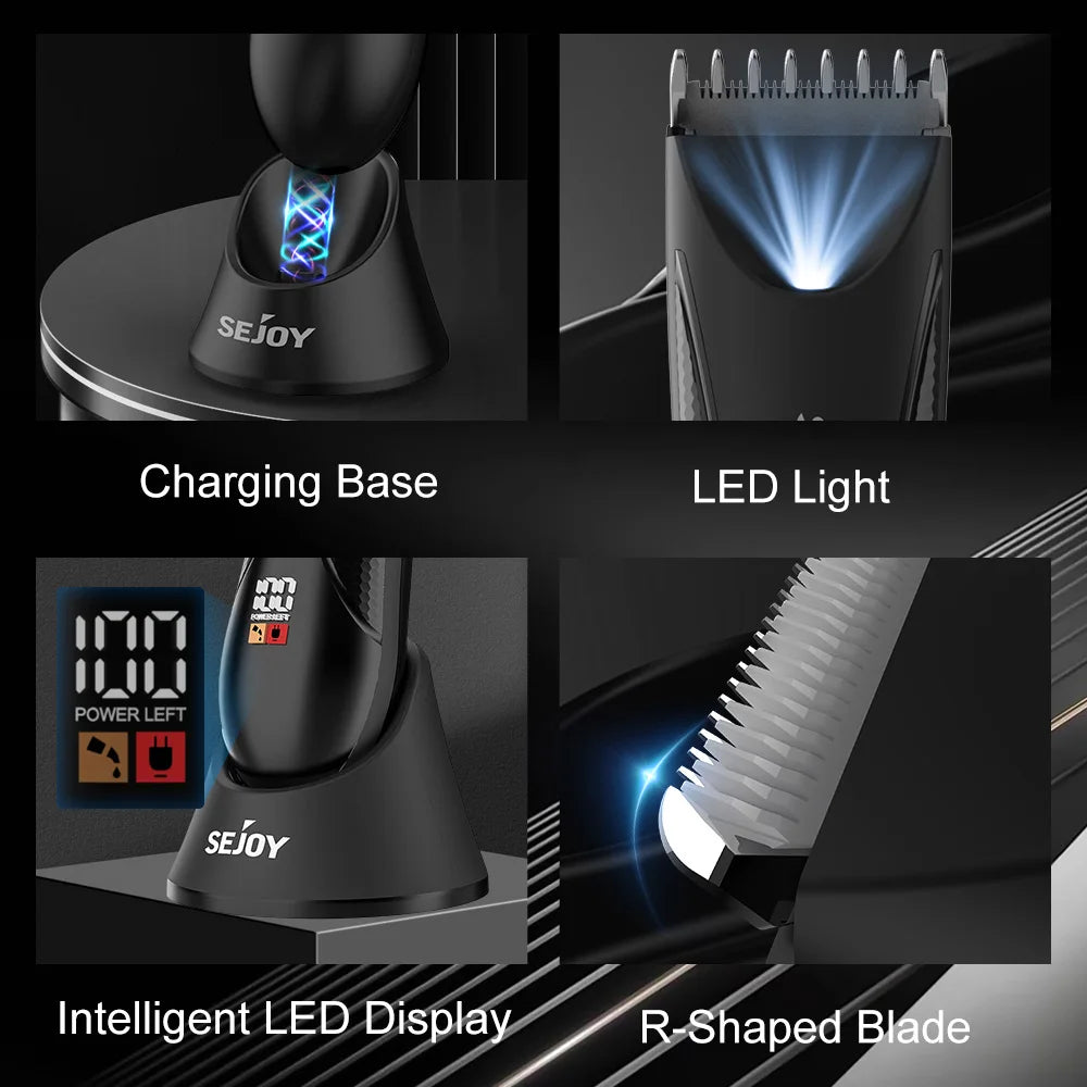 SEJOY Electric Hair Clipper Hair Trimmer For Men Facial Beard Body Grooming Kits  Rechargeable