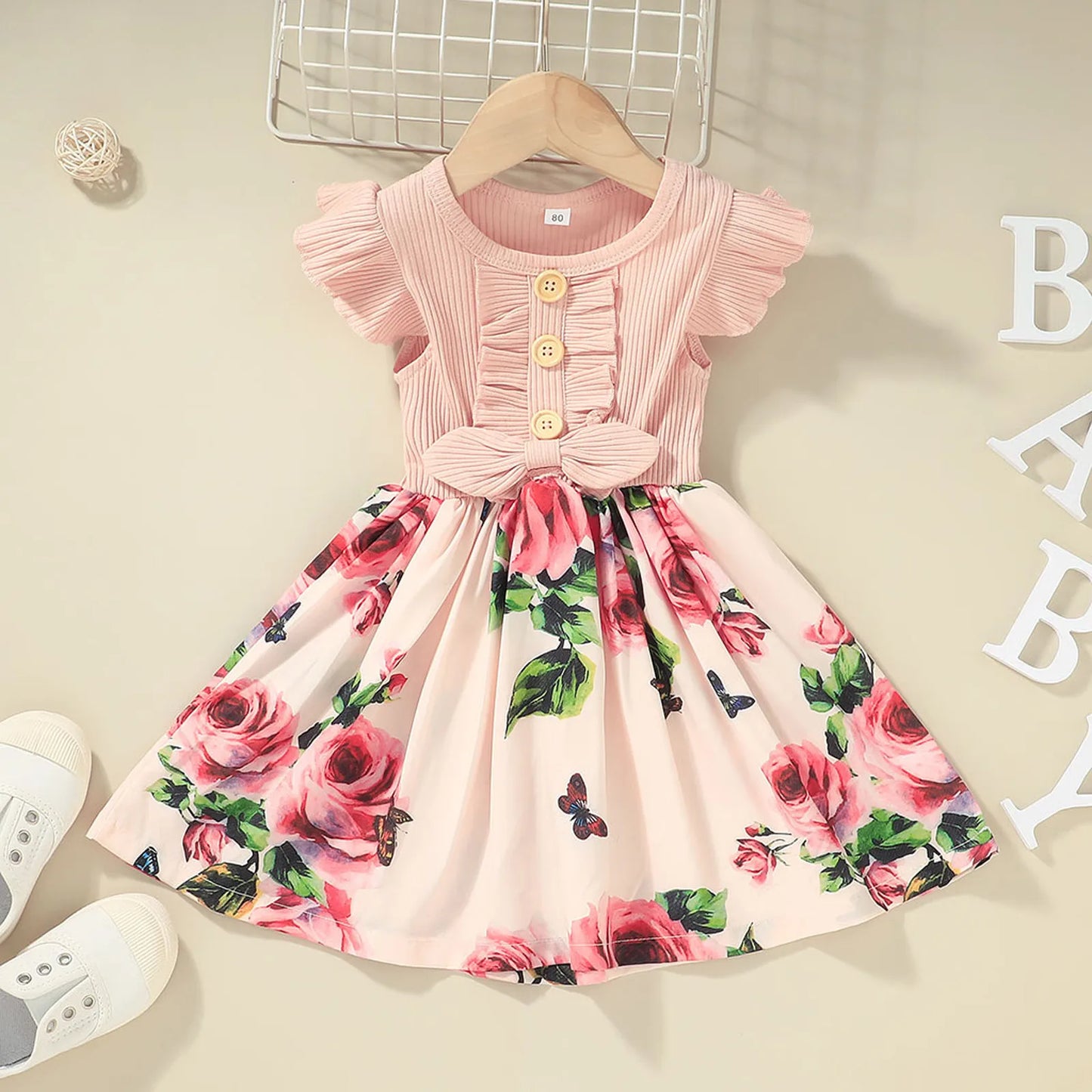 Baby Princess Party Dresses for Girls Elegant Ruffle Sleeve