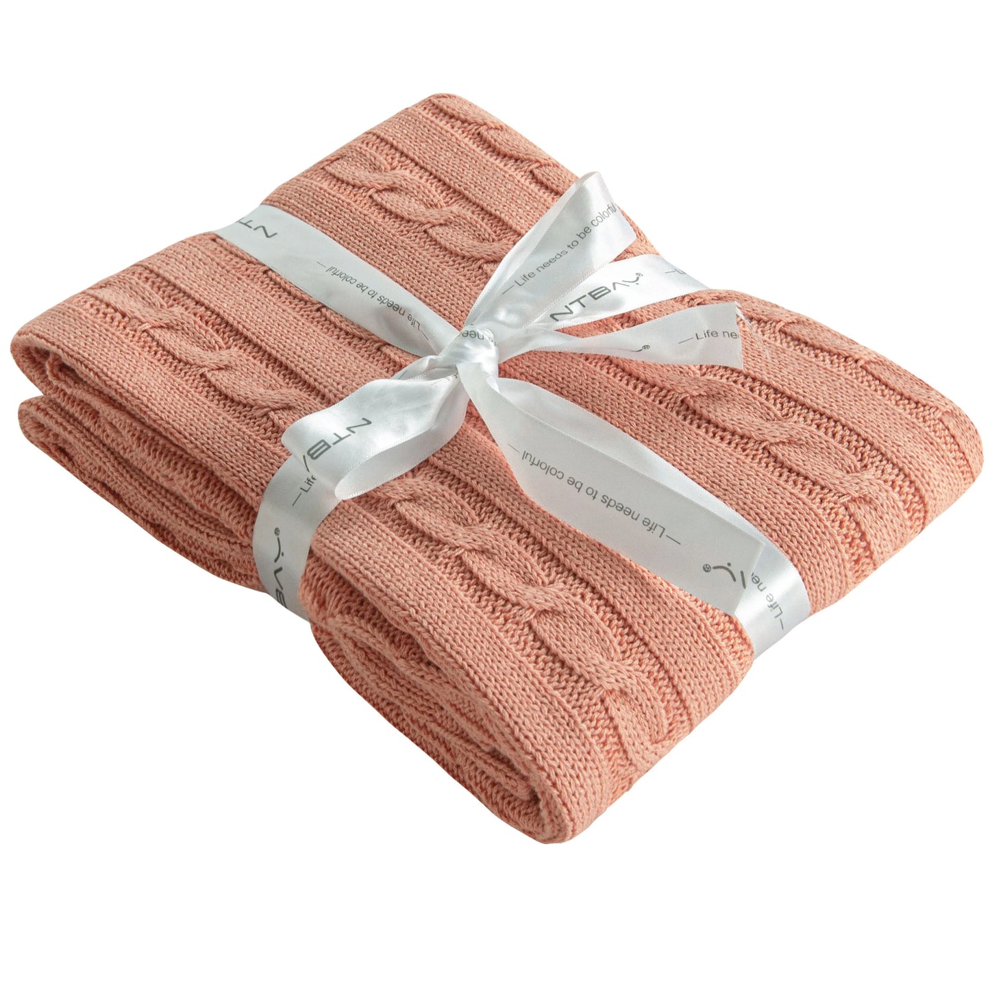 Ntbay 100% Cotton Cable Knit Toddler Blanket, Soft Warm