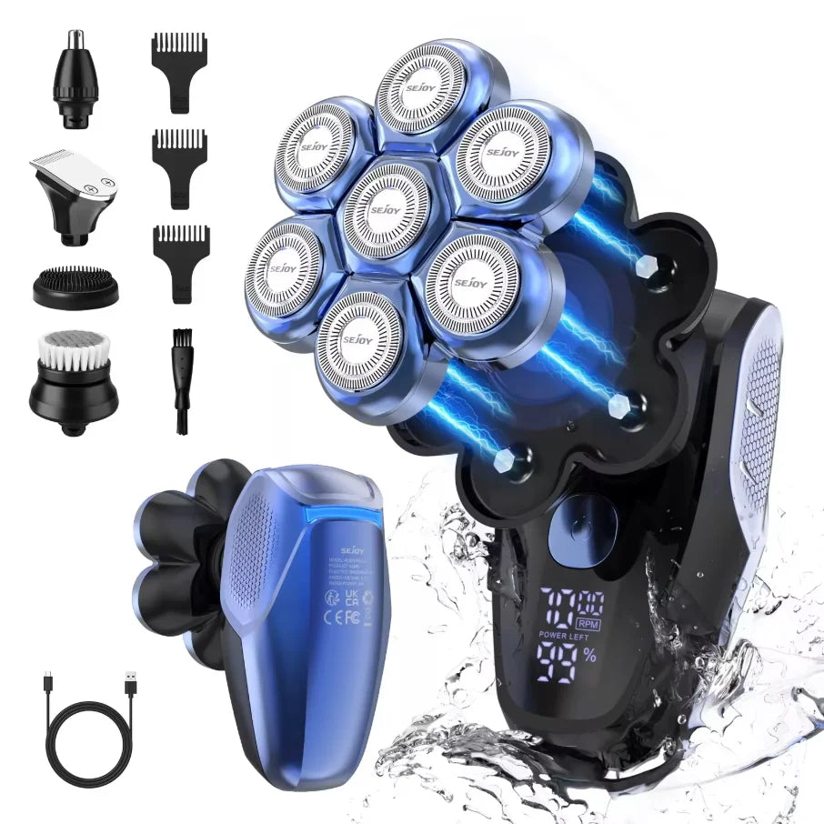 SEJOY Multifunctional  Electric Shavers Kits for Bald Head Shaver Beard Shaving Machine for Men Grooming Kit Husband Gift