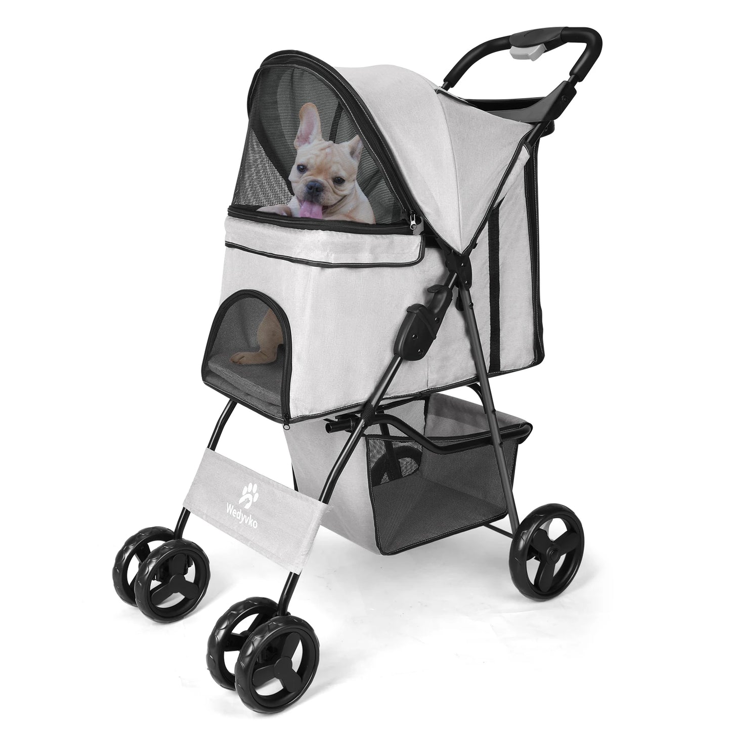 Four-Wheeled Universal Wheel Luxury Pet Stroller With Cup Holder