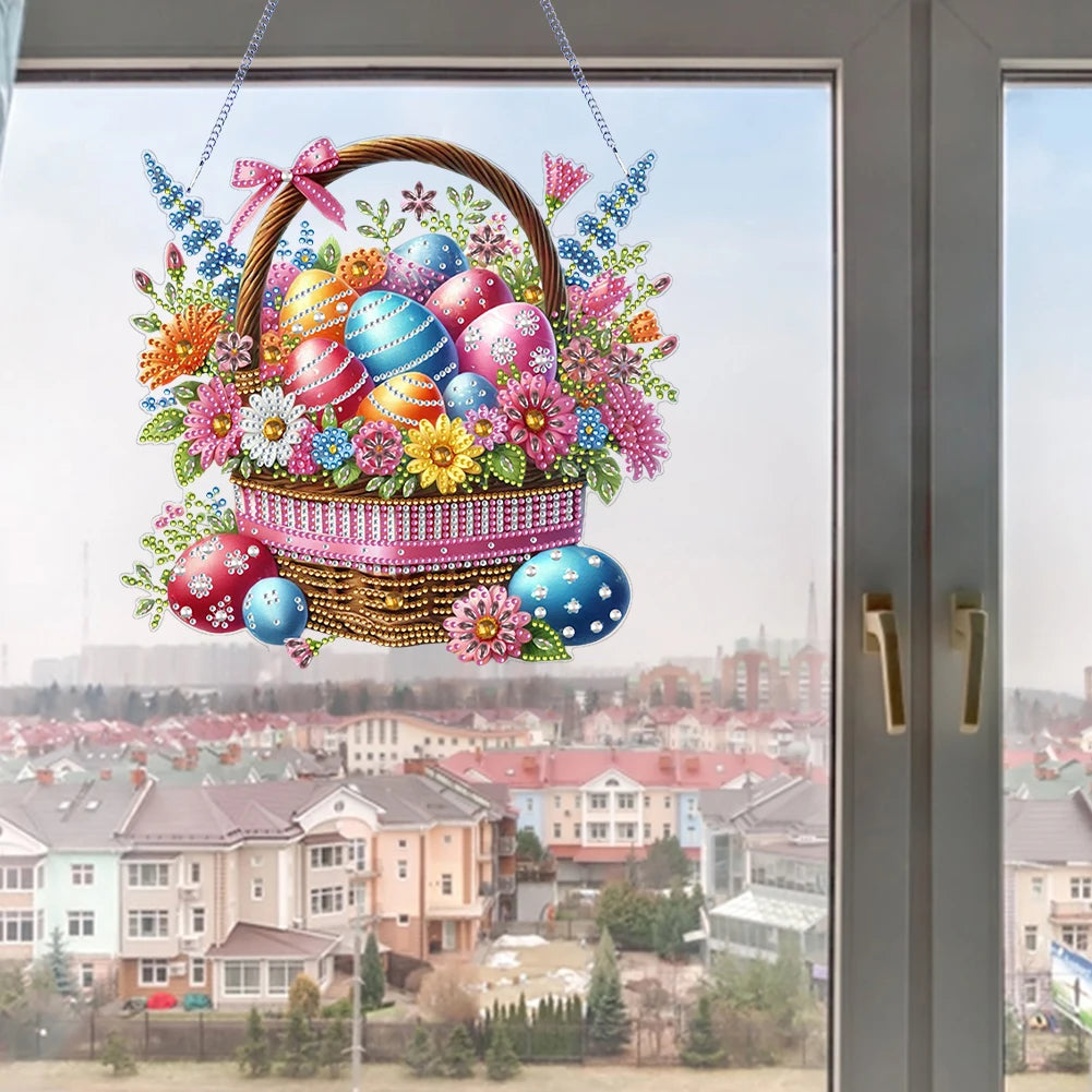 Easter Egg Basket Rhinestone Diamond Art Pendants DIY