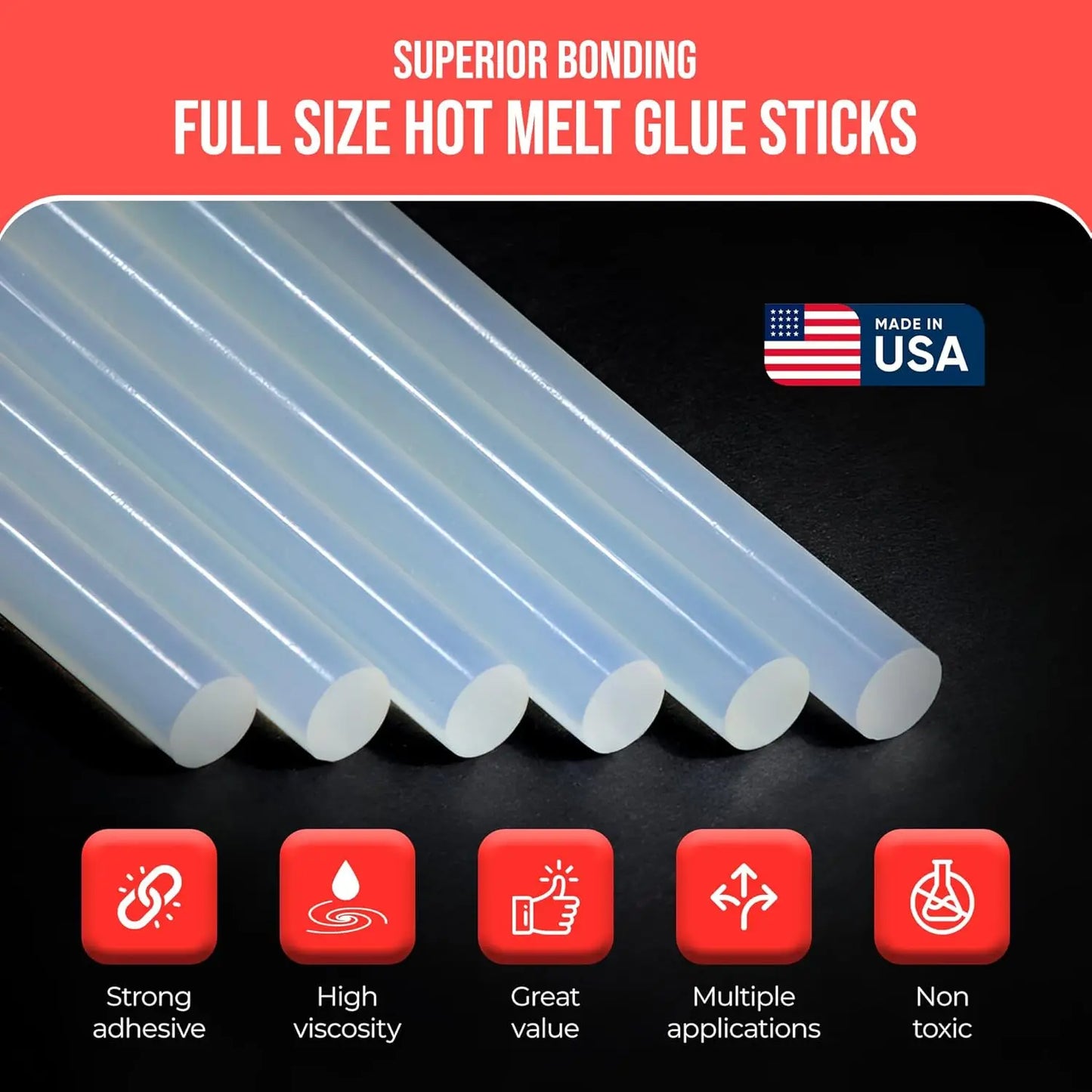Full Size Hot Melt Glue Sticks for Glue Gun - Bulk  Clear - Great for Art, Craft & Repairs