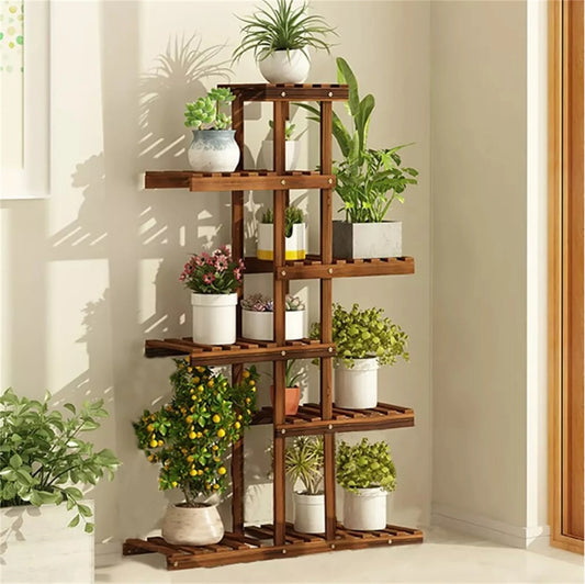 Reinforced 52" Tall 6 Tier Wood Plant Stand Corner Shelf Flower Rack Garden Home