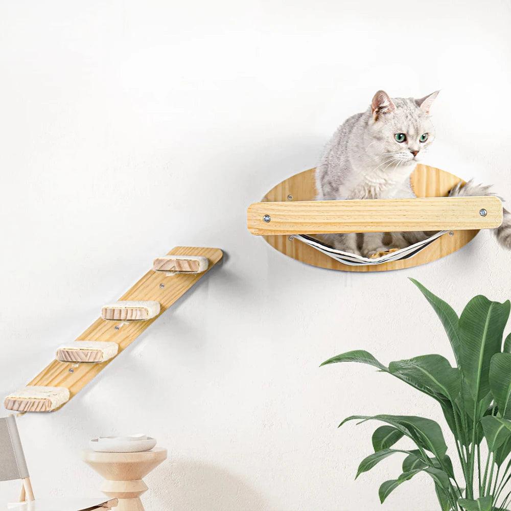 3Pcs Cat Hammock with Four Step Sisal Stairways