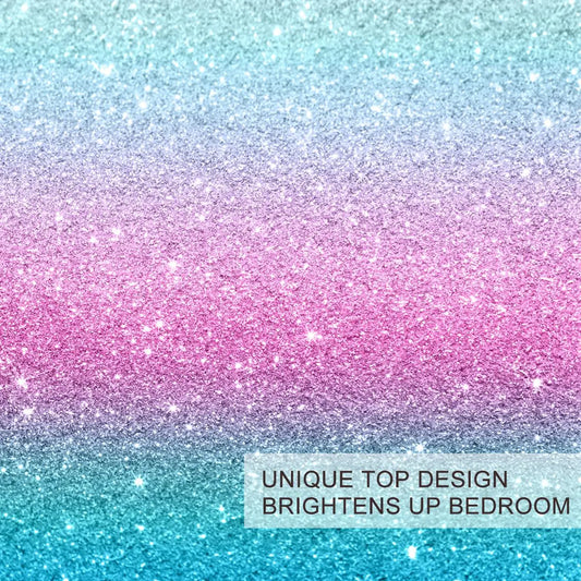 Colorful Glitter Bedding Girly Turquoise Blue and Pastel Colors Duvet Cover