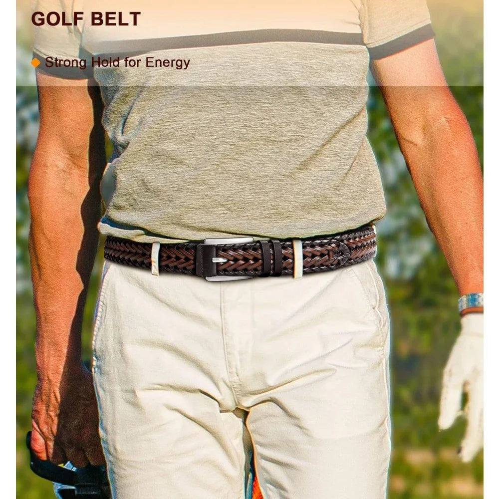 Leather Woven Braided Belts for Men