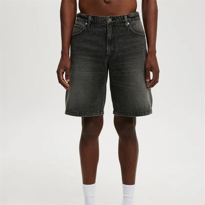 Men's Vintage Washed Denim Shorts with Relaxed Fit