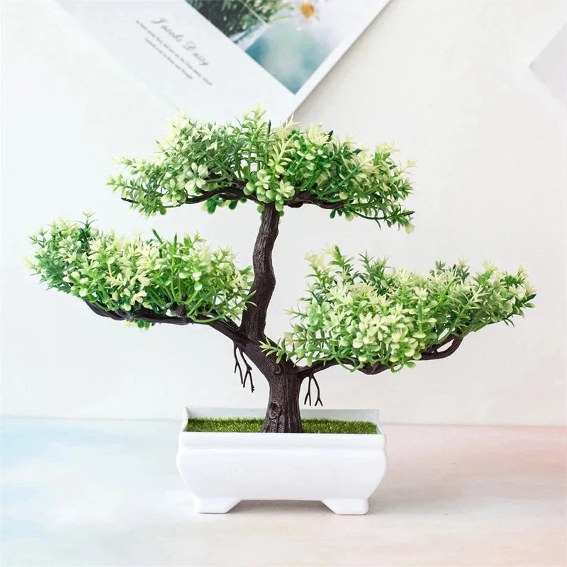 Artificial Bonsai Small Tree Pot Fake Plant Flowers