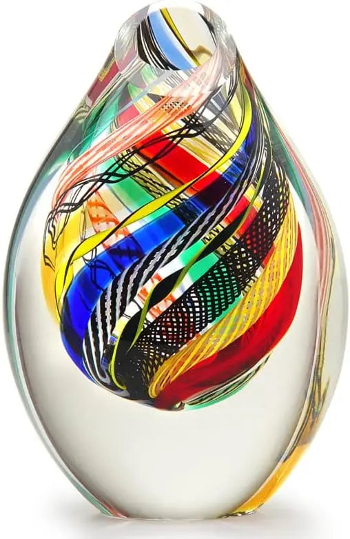 Blue Twisted Glass Vase Hand Blown Murano-Style Art Glass