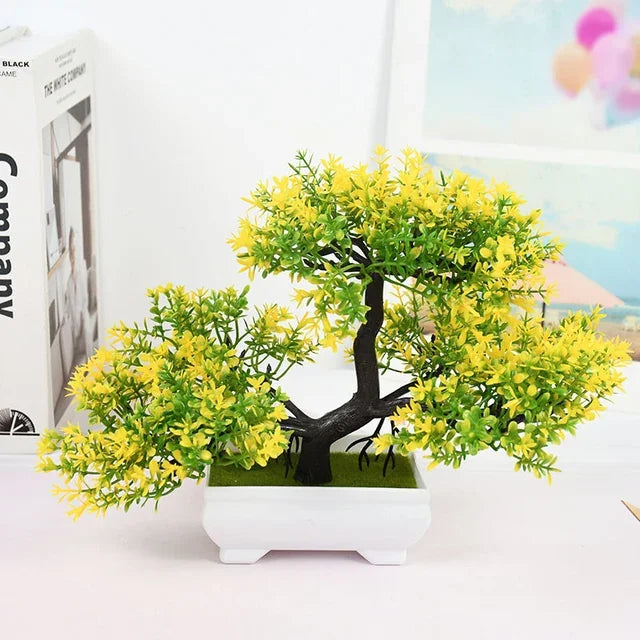 Artificial Bonsai Small Tree Pot Fake Plant Flowers