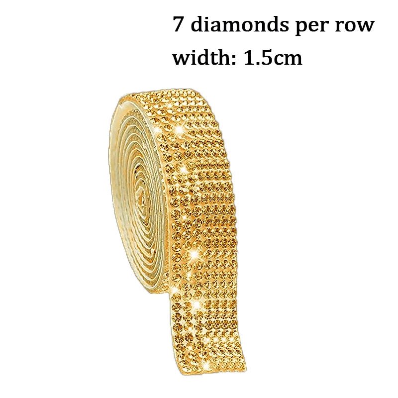 10Yard Rhinestone Ribbons Silver Self Adhesive Crystal Diamond Wrap