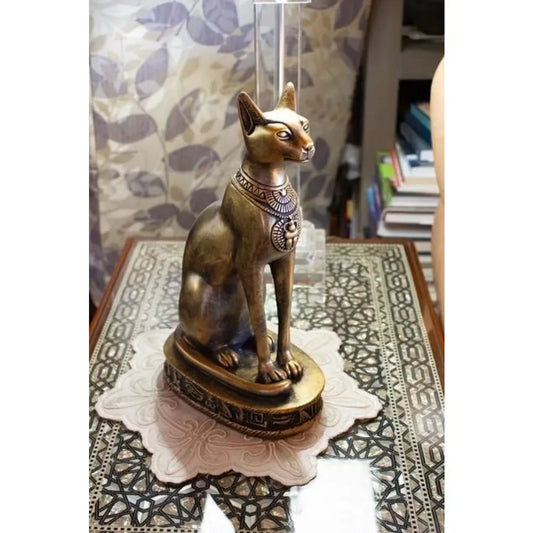 Cat Goddess Statue - Bronze - 8" Tall - Made in Egypt Decoration Home Decorations Sculptures & Figurines Decor Ornaments Crafts