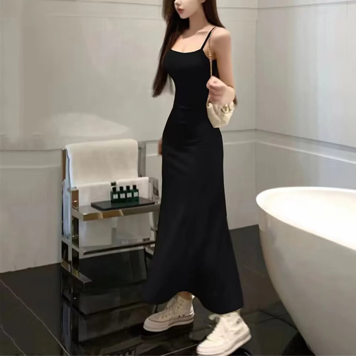 2025 New Spring Summer Women's High Elastic Sleeveless Backless Dress