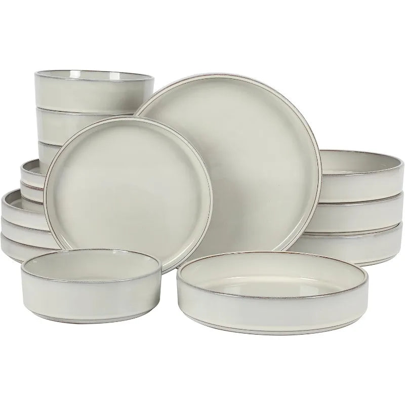 Santorini Mist Double Bowl Terracotta Reactive Glaze Dinnerware