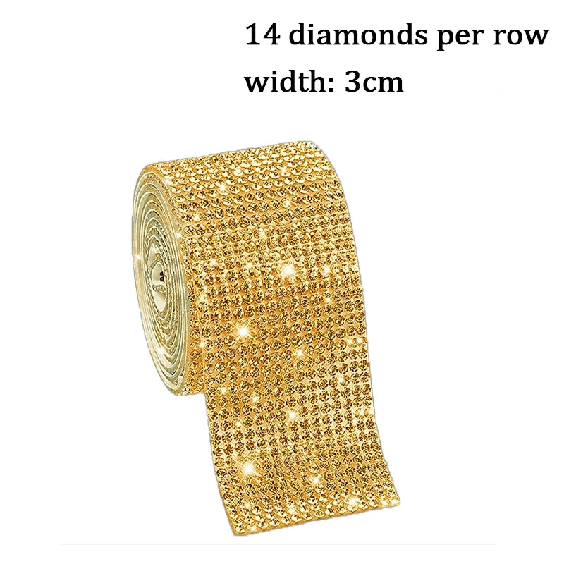 10Yard Rhinestone Ribbons Silver Self Adhesive Crystal Diamond Wrap