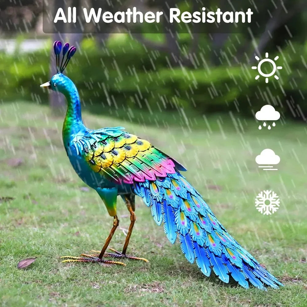 Peacock Statue Garden Decor Metal Peacock Yard Art Lawn Decoration Outdoor Sculpture Sculptures & Figurines Home Decorations