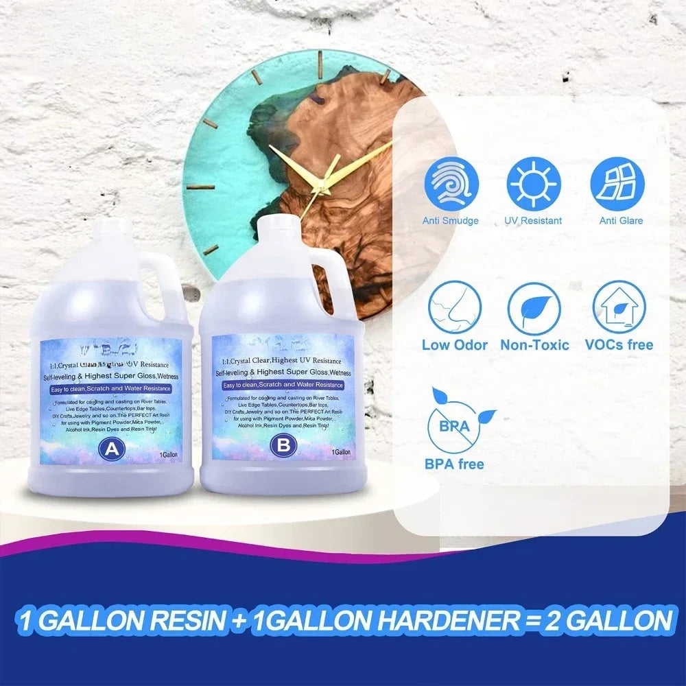 Epoxy Resin 2 Gallon Kit - Crystal Clear Self Leveling Resin