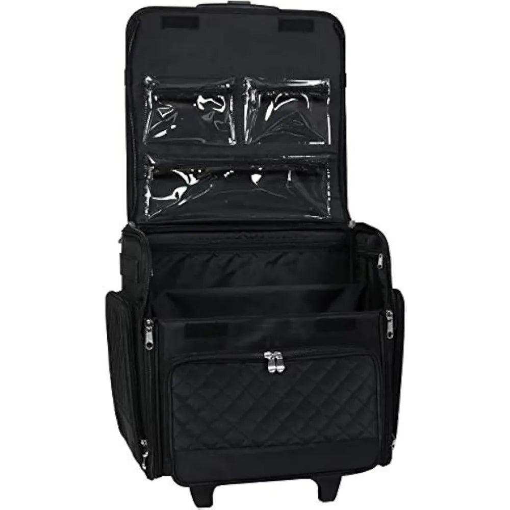 Everything Mary Deluxe Rolling Papercraft Craft Case Black Quilted Scrapbook Tote Bag w Wheels for Scrapbooking Art