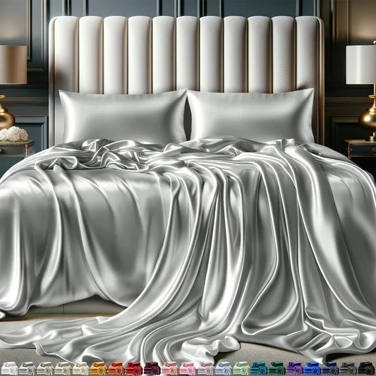 Satin Sheets Queen Size Set 4 Pcs - Silky & Luxuriously Soft