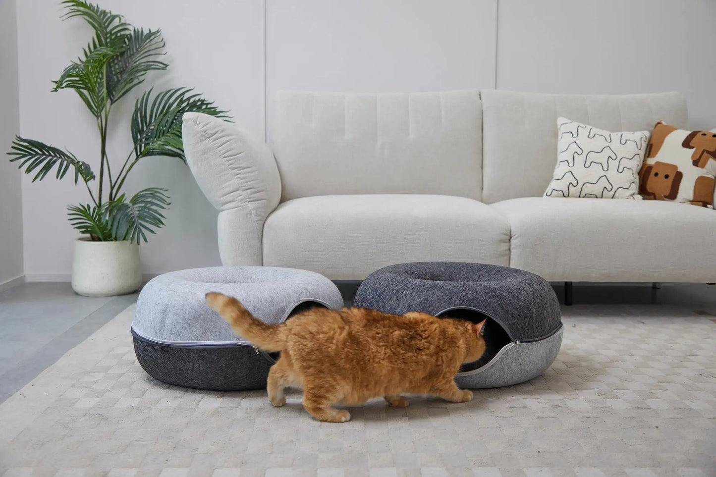 Hexagon duplex colour Cat Tunnel Bed Cat Cave for Multiple Cats  Large Cats Scratch Resistant Washable Detachable Round Felt Cat