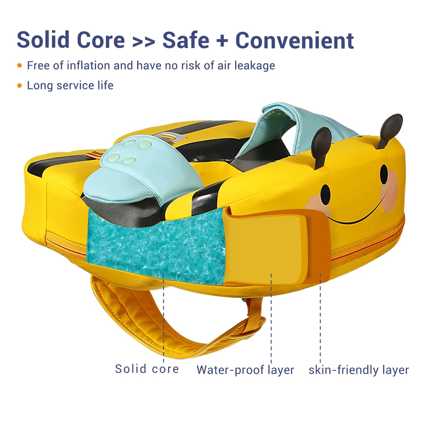 Baby Float With Crotch Strap & Inflation-free Solid Core