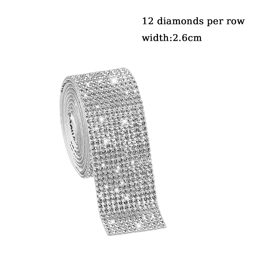 10Yard Rhinestone Ribbons Silver Self Adhesive Crystal Diamond Wrap