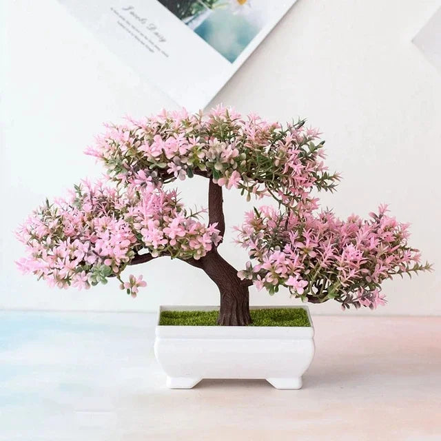 Artificial Bonsai Small Tree Pot Fake Plant Flowers