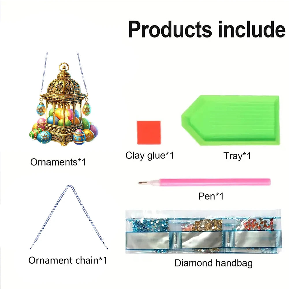 Easter Egg Basket Rhinestone Diamond Art Pendants DIY