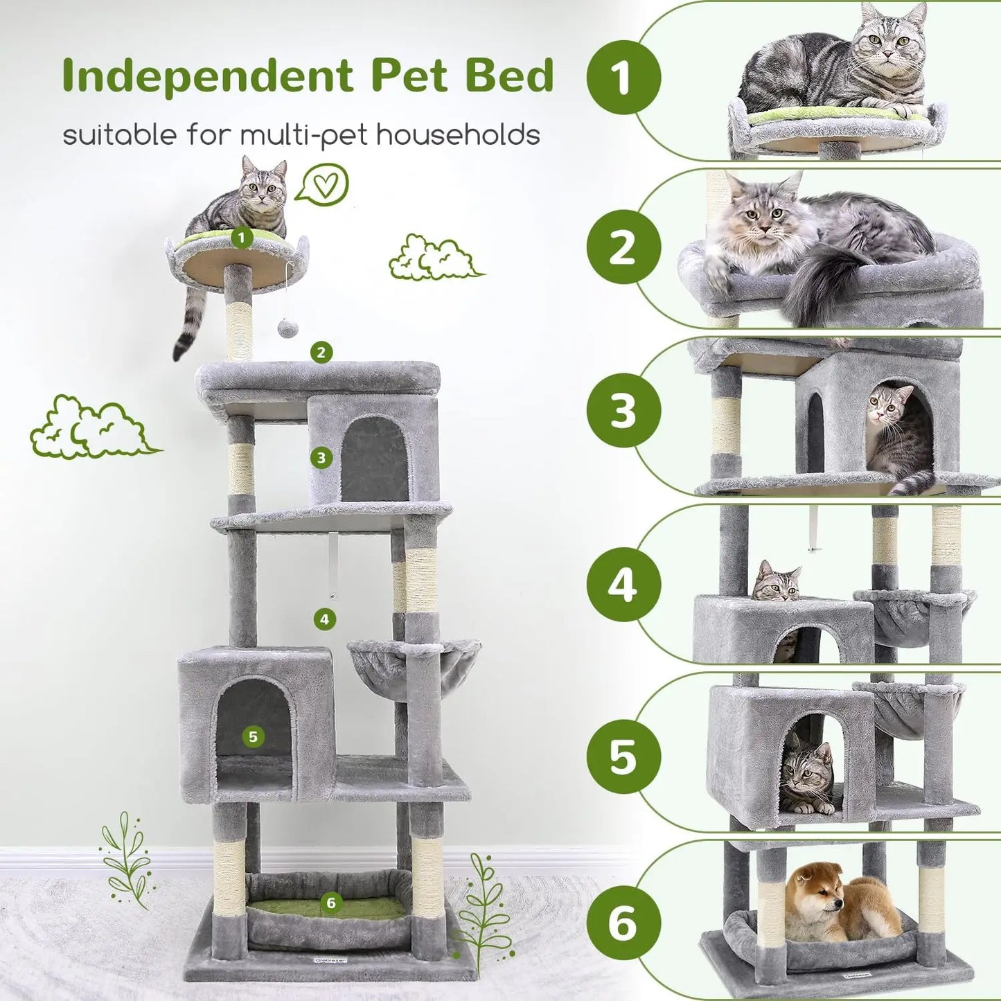 S72 Heavy Duty Cat Trees for Large Cats 72in Cat Tower