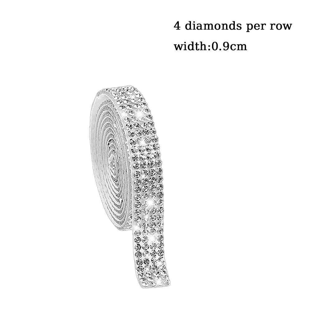 10Yard Rhinestone Ribbons Silver Self Adhesive Crystal Diamond Wrap