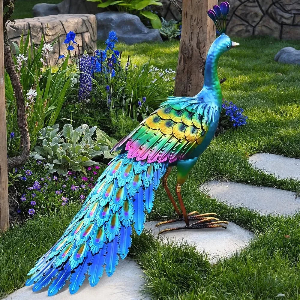 Peacock Statue Garden Decor Metal Peacock Yard Art Lawn Decoration Outdoor Sculpture Sculptures & Figurines Home Decorations