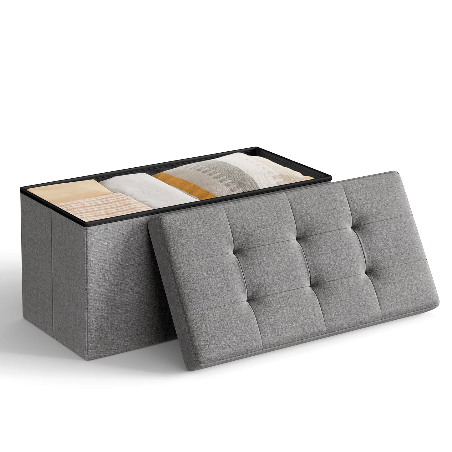30 Inches Folding Storage Ottoman Bench