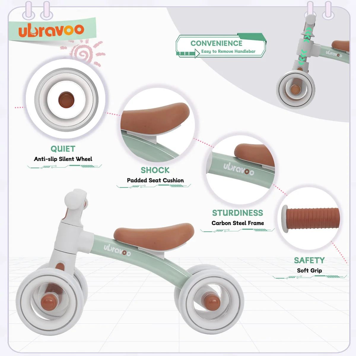 Ubravoo Baby Slide Balance Bike for 12-24 Months Toys