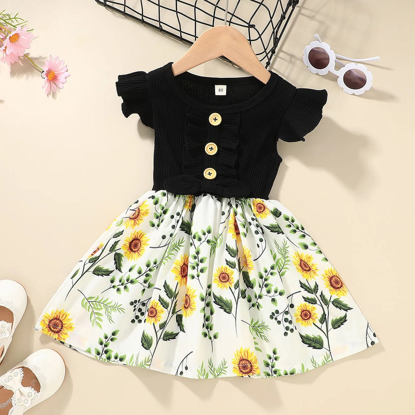 Baby Princess Party Dresses for Girls Elegant Ruffle Sleeve