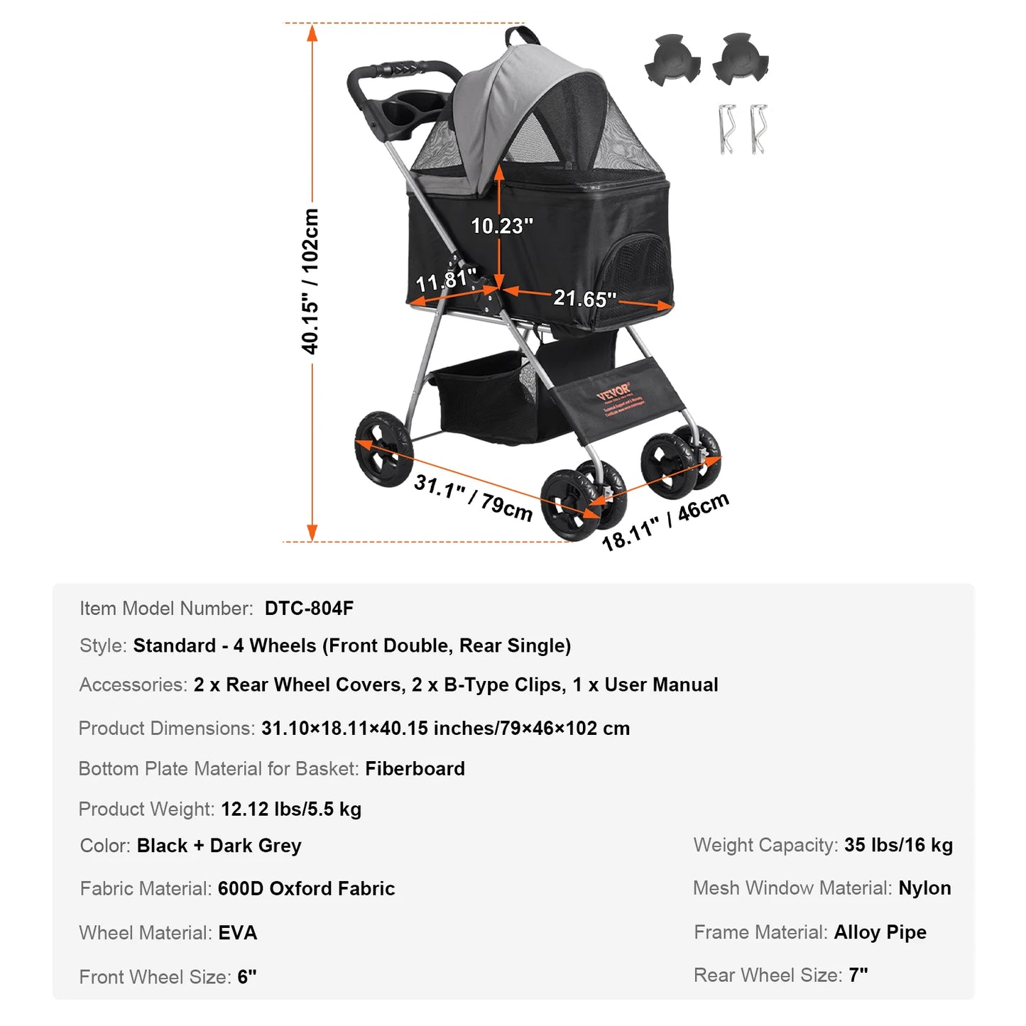 Pet Stroller Carrier Dog Cat Strollers Lightweight