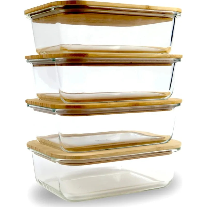 Glass Food Storage Containers with Bamboo Lids