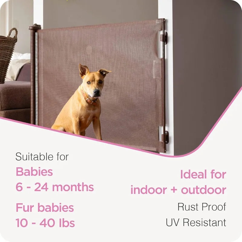 Retractable Baby Gate 33" Tall x 71" Wide Mesh for Pets