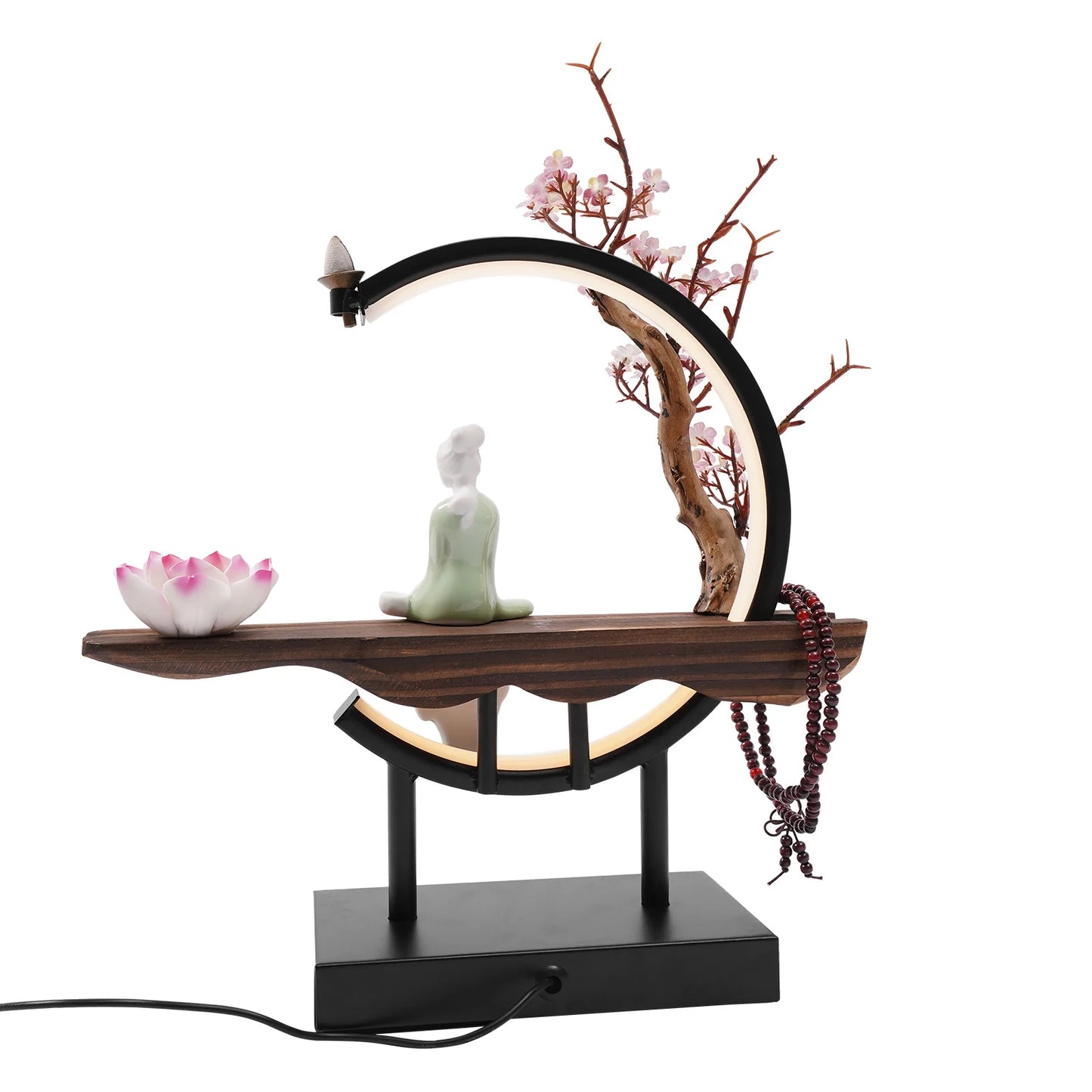Waterfall LED Backflow Smoke Flower Incense Burner Censer Holder Home Decor