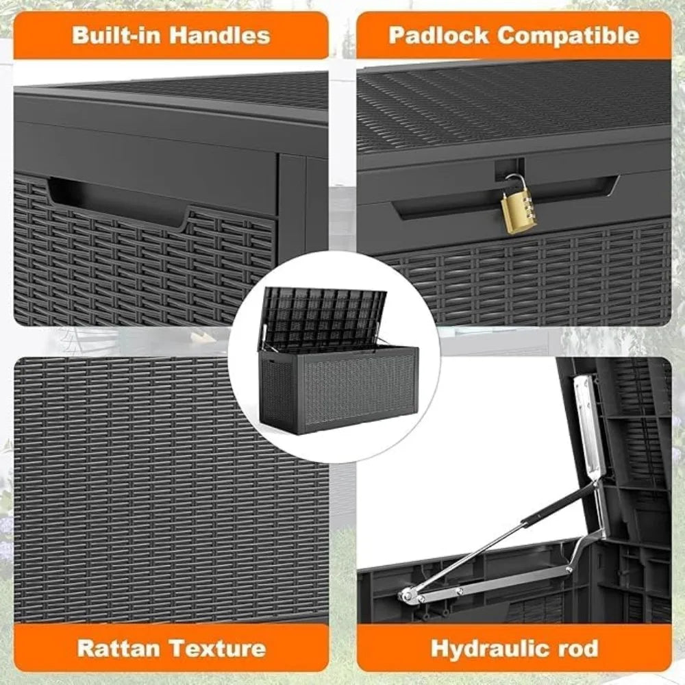 100 Gallon Large Deck Box, Outdoor Storage Box