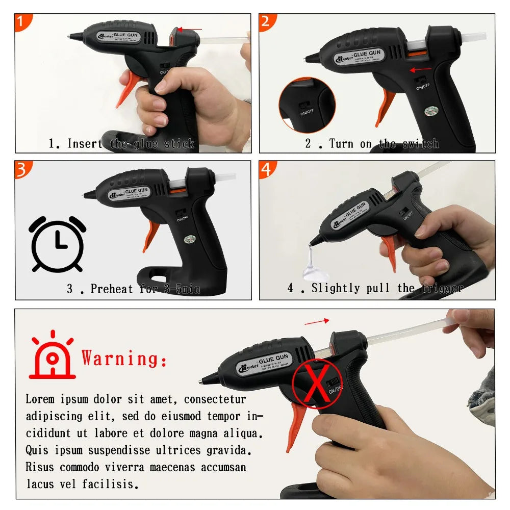 DC3.7V Cordless Hot Melt Glue Gun with 30 Mini Glue Sticks