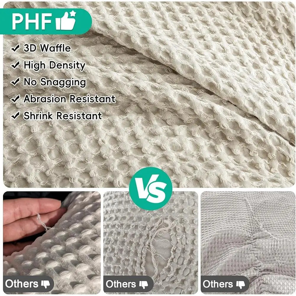 Ultra Soft Breathable Waffle Weave Duvet Cover Set Queen 3 Piece Comforter