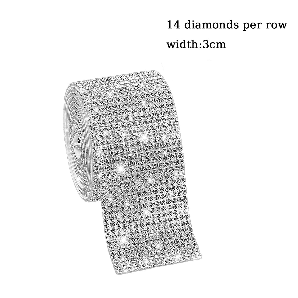 10Yard Rhinestone Ribbons Silver Self Adhesive Crystal Diamond Wrap