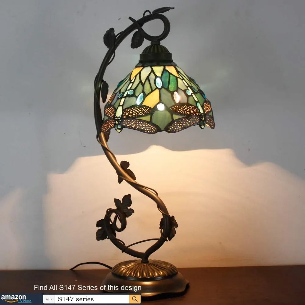 Tiffany Lamp Sea Blue Stained Glass Dragonfly