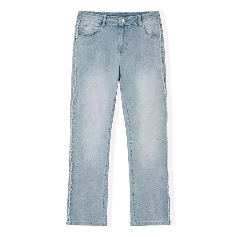 Men's Stylish Embroidered Denim Jeans with Trendy Streetwear Design