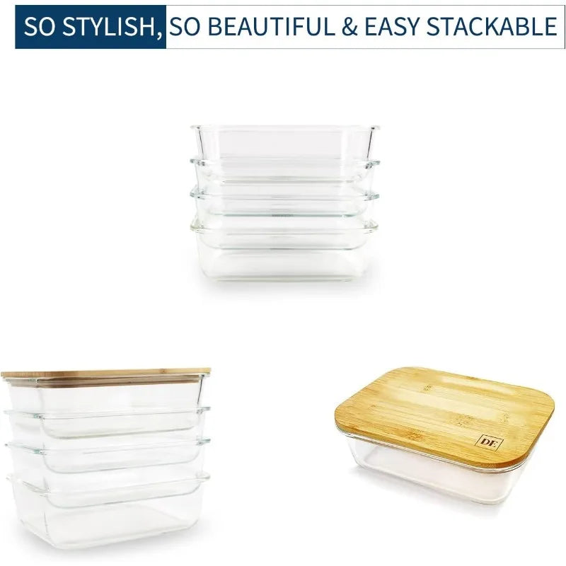 Glass Food Storage Containers with Bamboo Lids