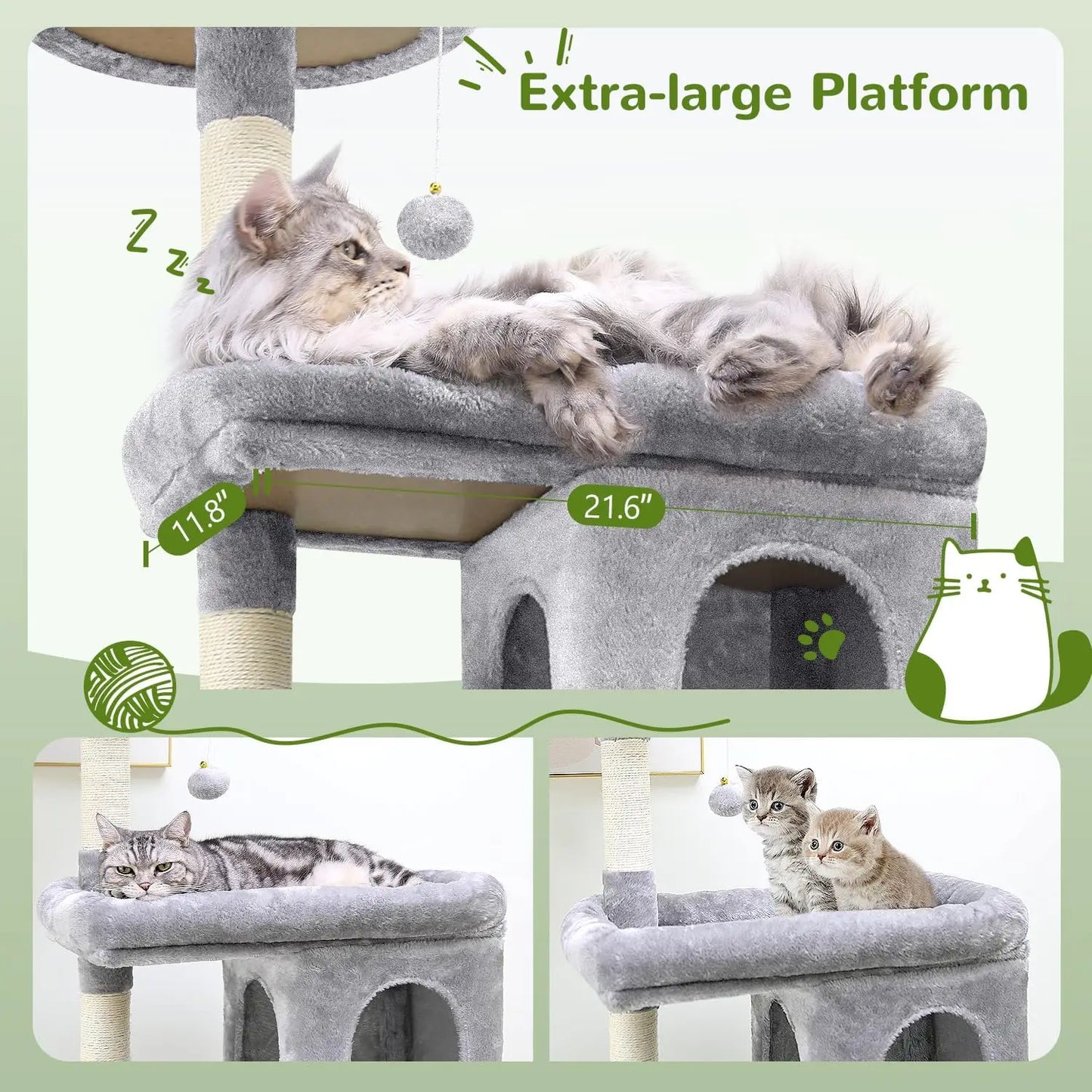 S72 Heavy Duty Cat Trees for Large Cats 72in Cat Tower