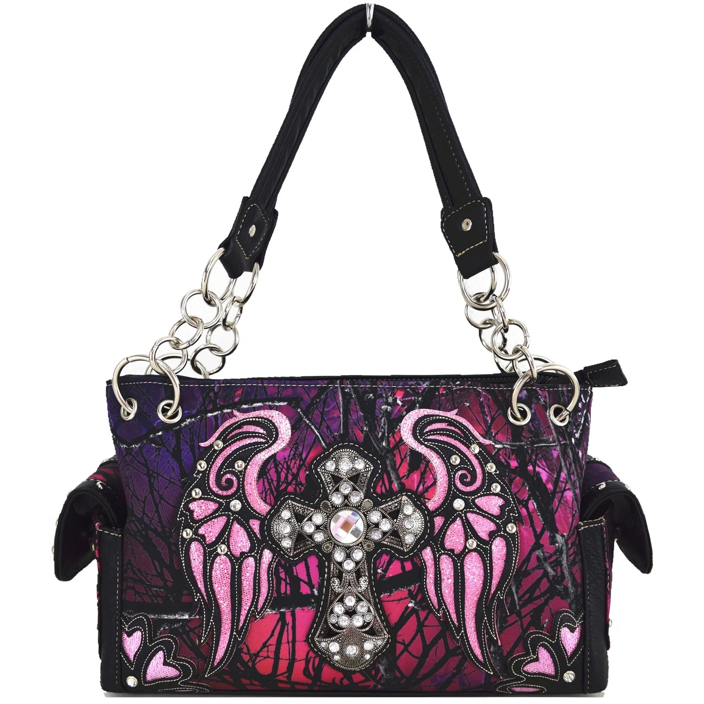 Camouflage Rhinestone Glow Wings Western Style Purse