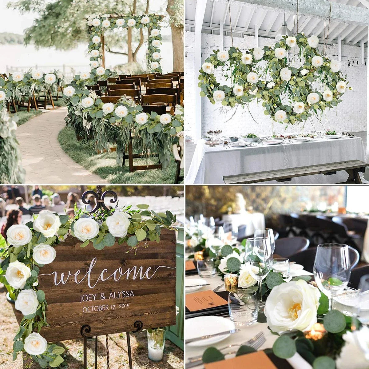 Peony Artificial Flowers String Fake Plants Eucalyptus Vine Garland